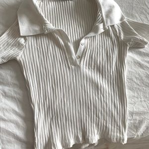 Zara rib-knit polo top